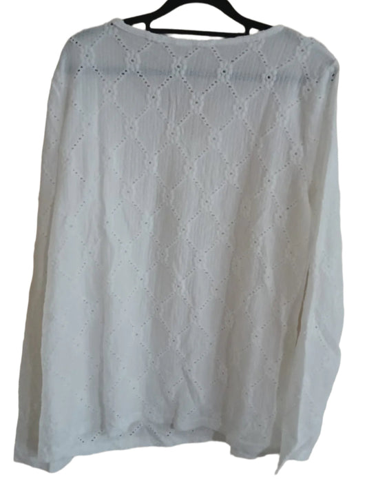 Off White Lace Top with Shoulder Button Detail