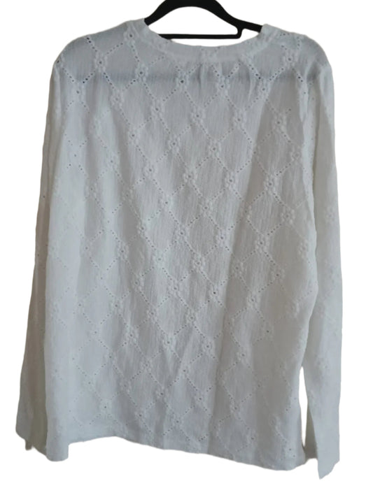 Off White Eyelet Embroidery Top