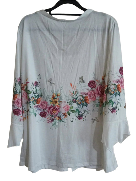 Floral Top with Faux Buttons and Faux Top