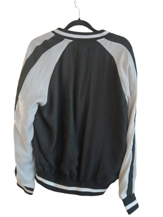 College/Varsity Style Jacket with Flower Embroidery Detail