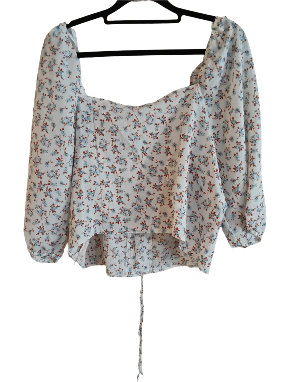 Floral Crop Top with Criss Cross Tie Detail
