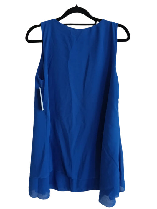 Blue Sleeveless Top with Necklace Detail
