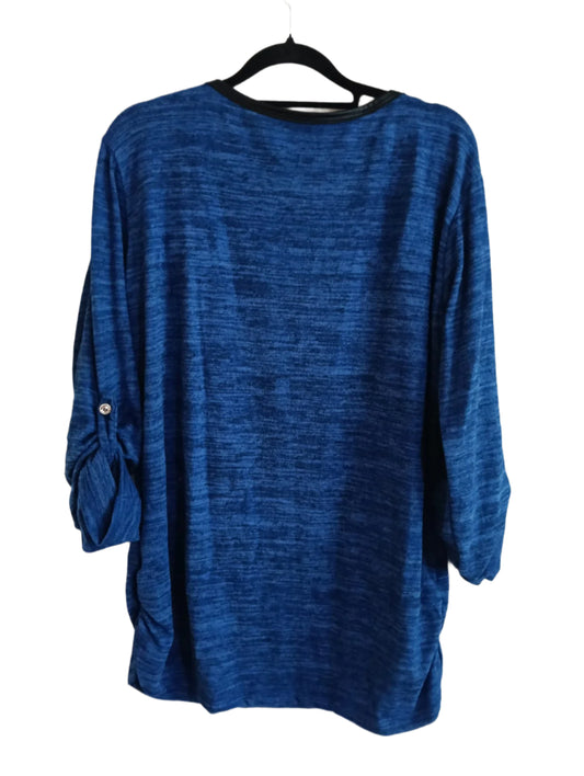 Blue Top with Sparkly Owl Motif and Zip Detail