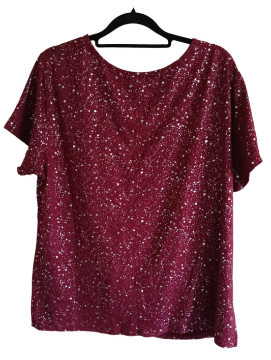 Burgundy/Red Sparkly Top with Front Knot Detail