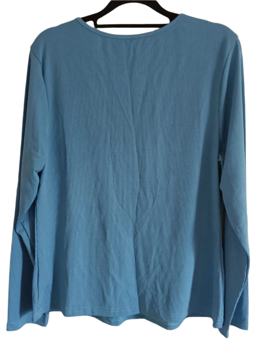 Blue Top with Pearl Neck Trim