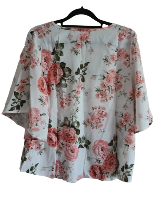 Floral V Neck Top with Split Sleeves