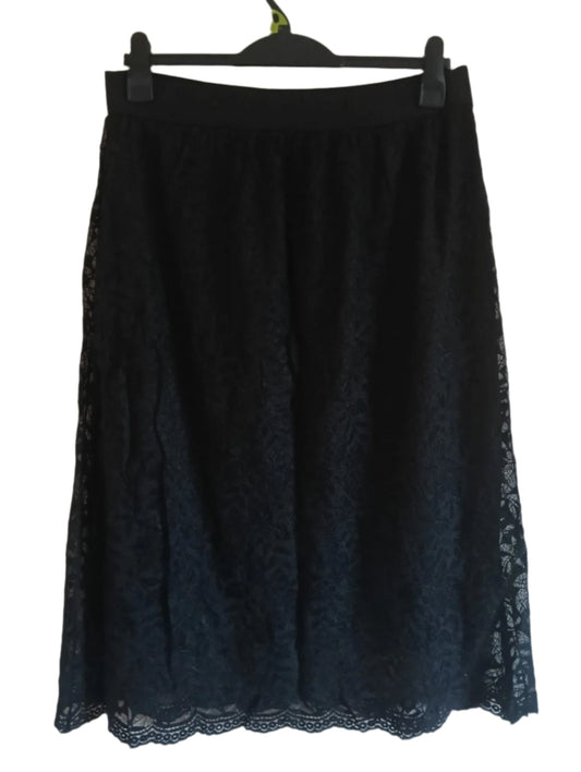 Black Lace Skirt with Button Detail