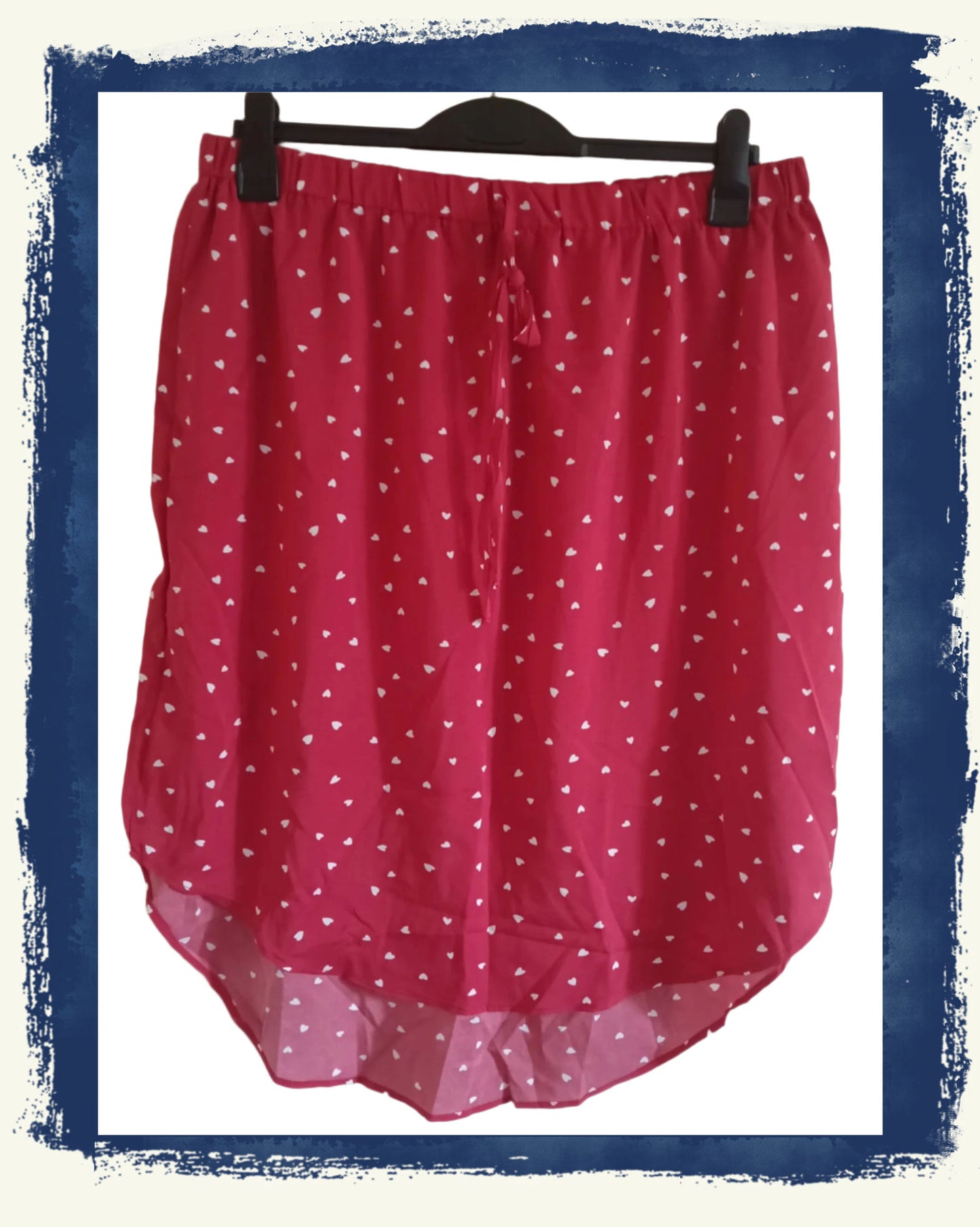 Red Heart Print Skirt with Elasticated Waist and Tie Front