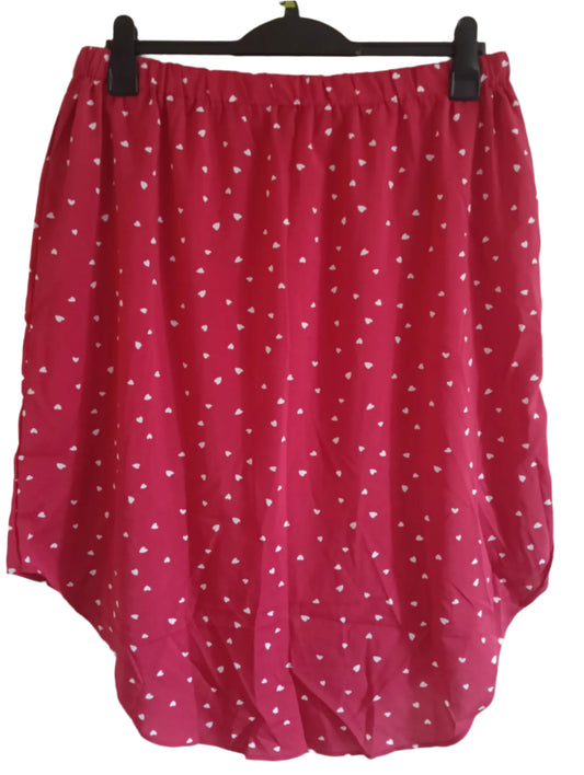 Red Heart Print Skirt with Elasticated Waist and Tie Front