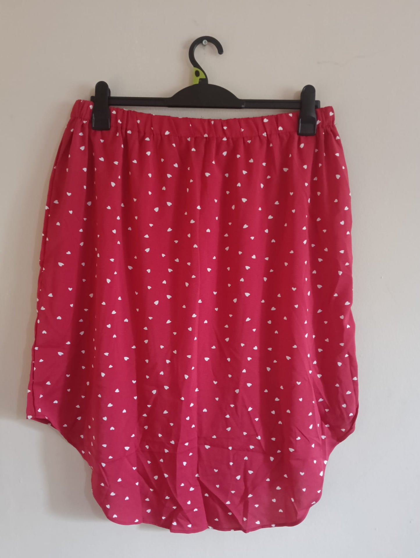 Red Heart Print Skirt with Elasticated Waist and Tie Front