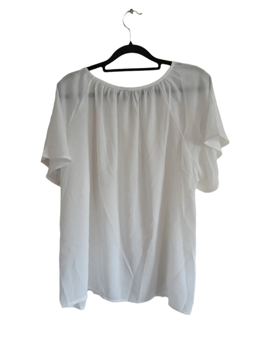White Short Sleeve Cut Out Front Top