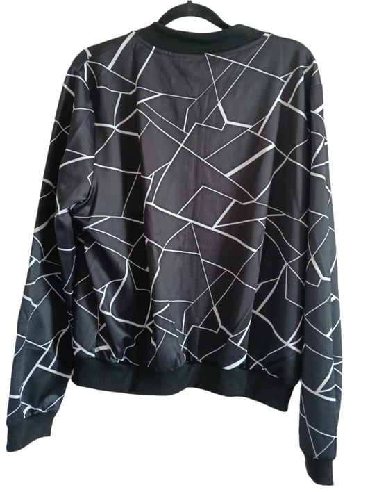 Black and White Geo Print Bomber Style Jacket