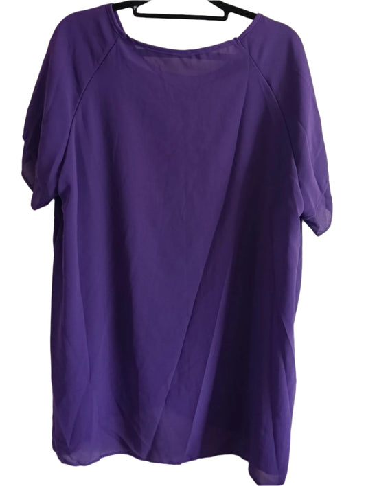 Purple Short Sleeve Layered Blouse