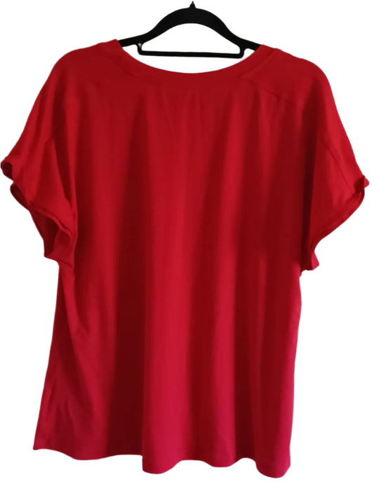 Red T Shirt with Turnover Sleeves