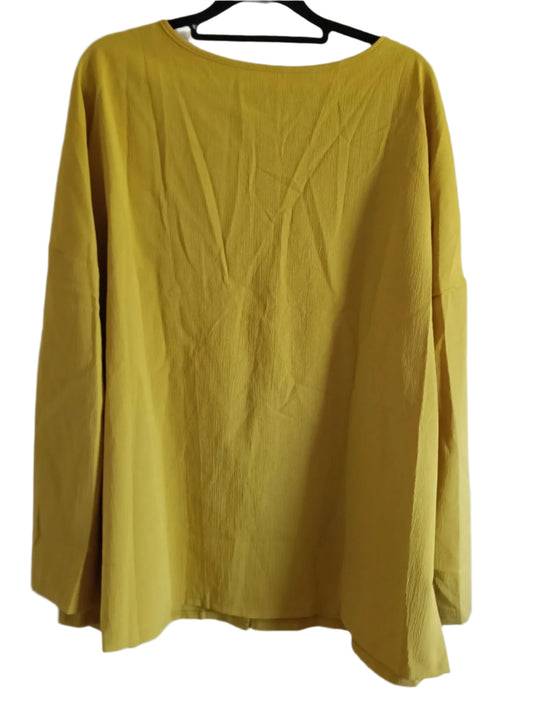 Mustard Long Sleeve Collarless Blouse
