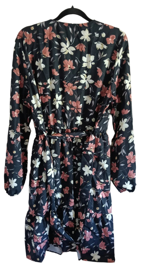 Black Floral Dress with Frill Hem
