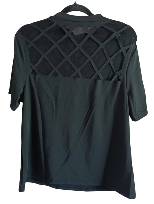 Black Top with Faux Pearl Panel