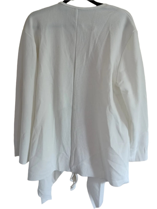 Off White Ribbed Waterfall Cardigan/Jacket with Tie Belt