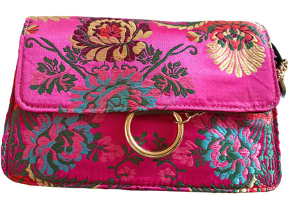 Hot Pink Oriental Style Embroidery Bag