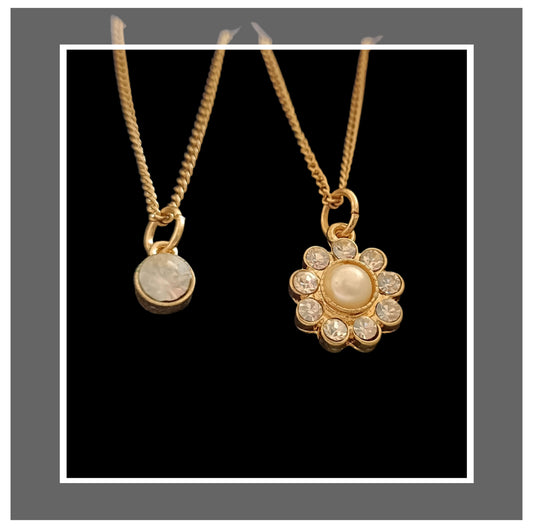 Diamante and Faux Pearl Floral Pendant and Earring Set