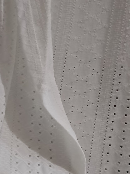 Off White Eyelet Embroidery Long Sleeve Open Front Jacket/Cardigan