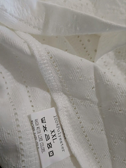 Off White Eyelet Embroidery Long Sleeve Open Front Jacket/Cardigan