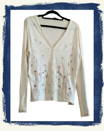 M & S cardigan with embroidered flowers