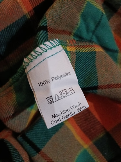 Green and Orange Check Open Front Lightweight Jacket