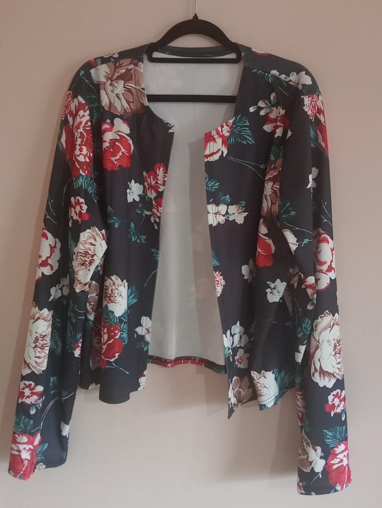 Short Floral Open Front Lightweight Jacket