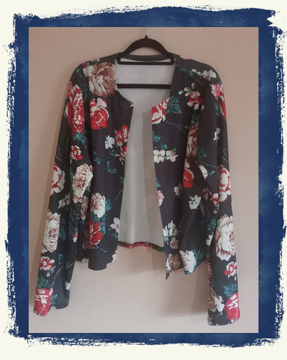 Short Floral Open Front Lightweight Jacket