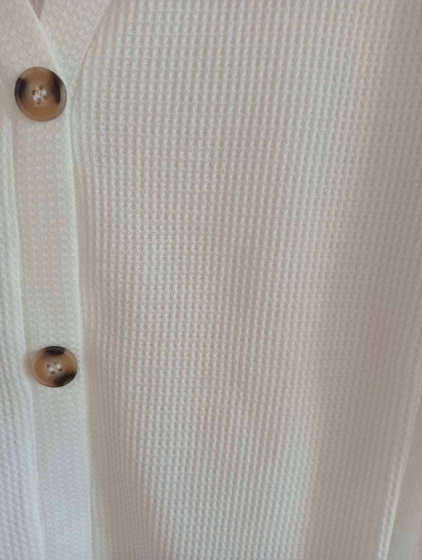 White Button Through Waffle Cardigan