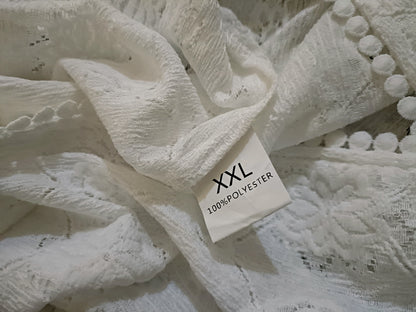White Floral Lace Open Front Cardigan with Dot Lace Trim