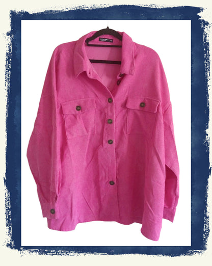 Hot Pink Corduroy Shacket