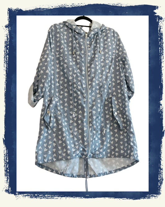 Grey Parka with Heart Print