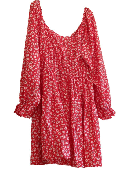 Red Dress with Daisy Print