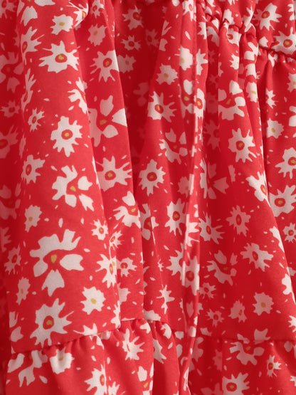 Red Dress with Daisy Print