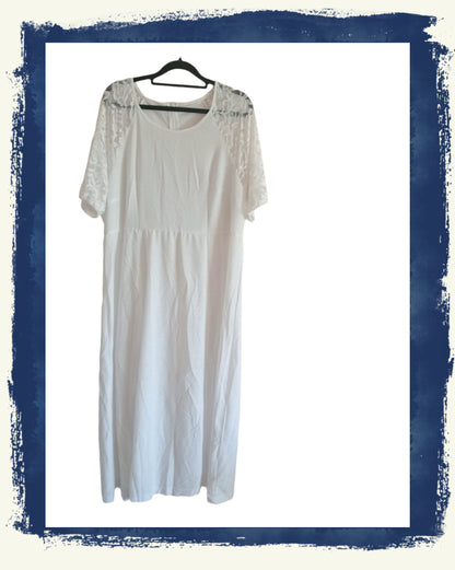 Long White Dress with Lace Sleeves