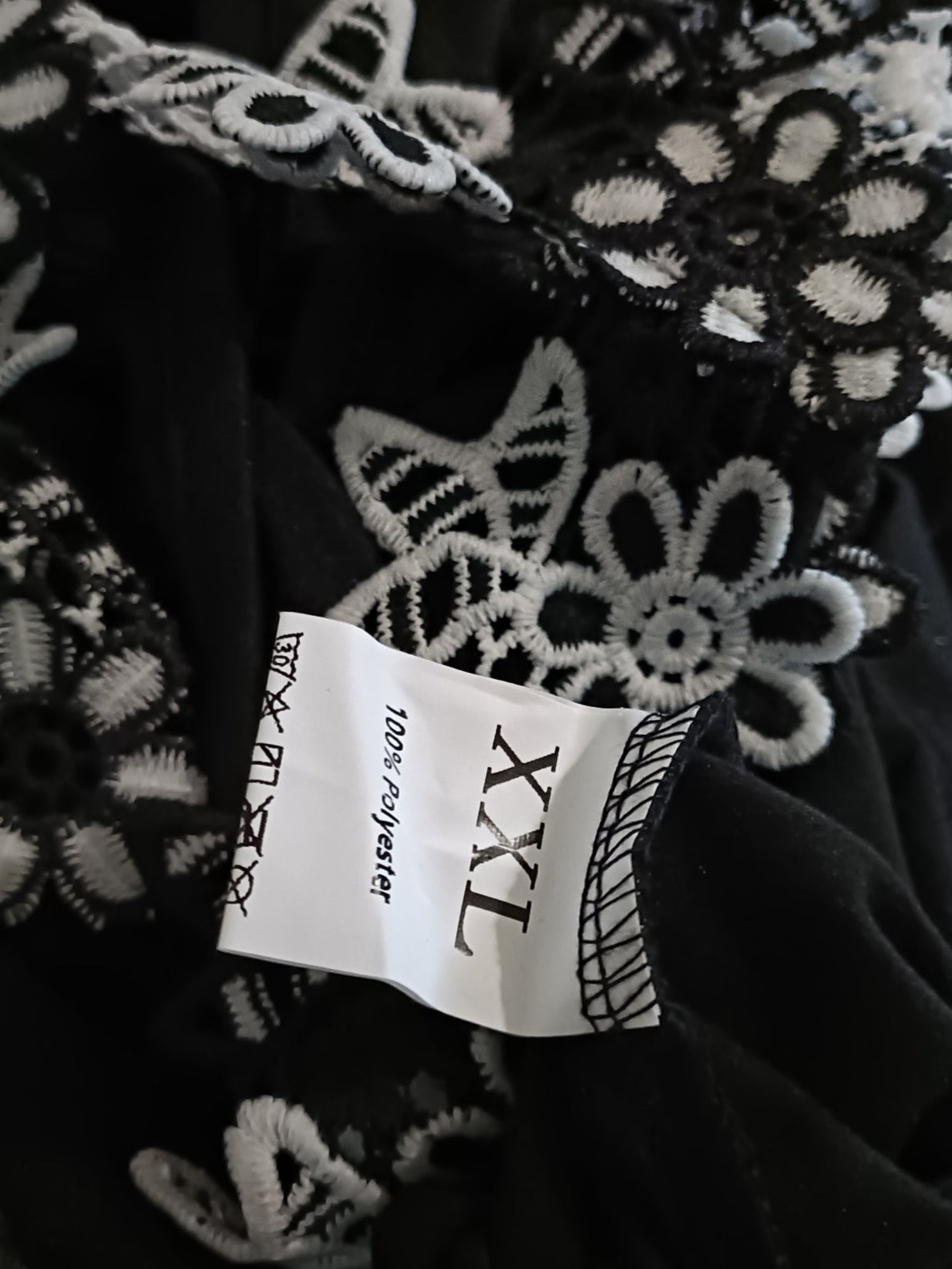 Short Black Dress with Lace Flower Straps