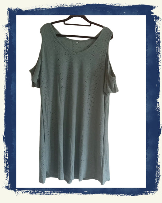 Eyelet Embroidery Cold Shoulder Dress