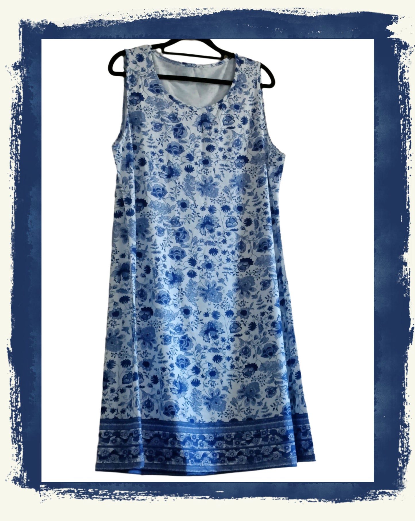 Sleeveless Blue Floral Dress