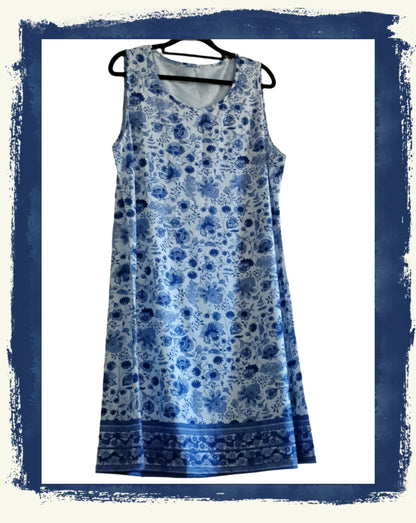 Sleeveless Blue Floral Dress