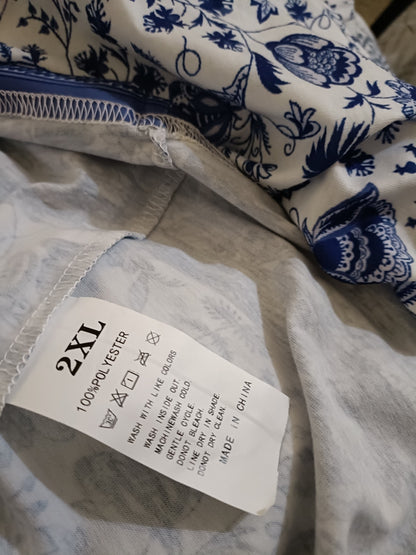 Sleeveless Blue Floral Dress