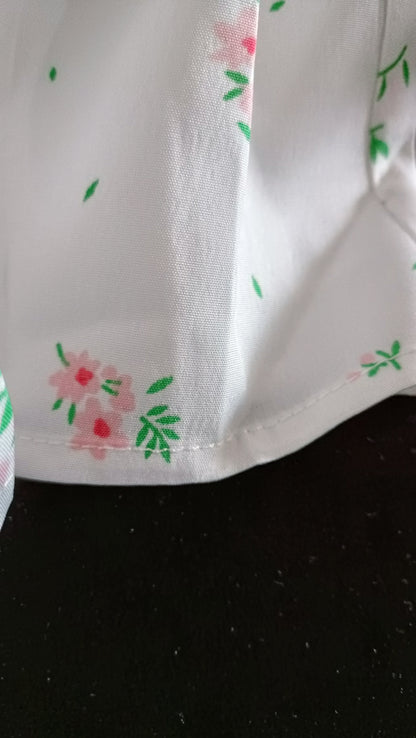 White Floral Dress with Shirred Bodice