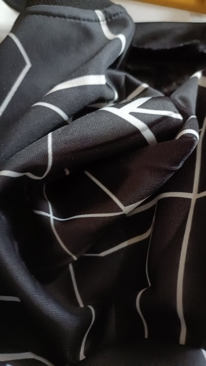 Black and White Geo Print Bomber Style Jacket