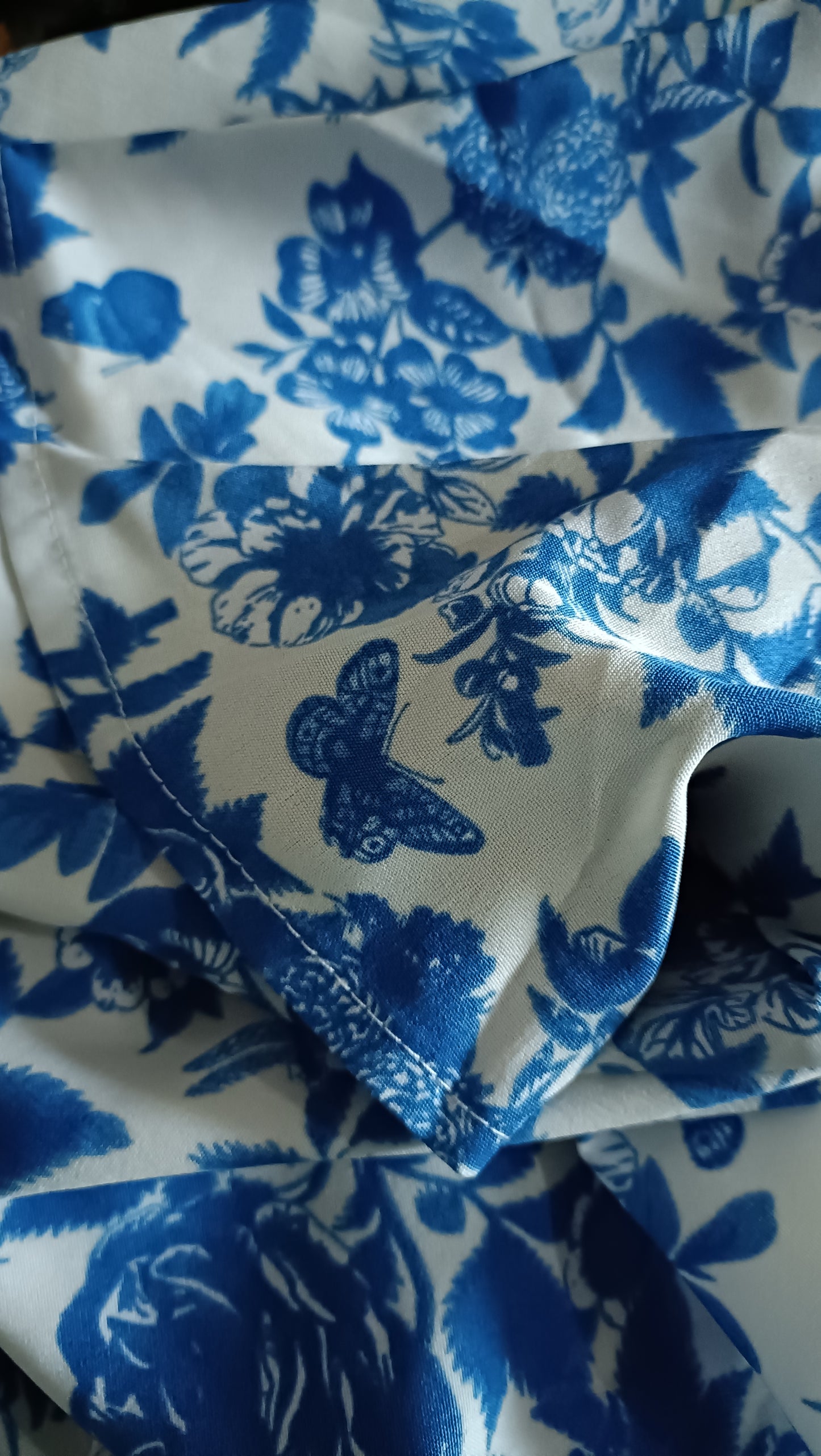 Blue Floral Cold Shoulder Top with Lace Trim