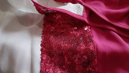 Hot Pink Blouse with White and Sequin Panel Detail