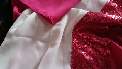 Hot Pink Blouse with White and Sequin Panel Detail