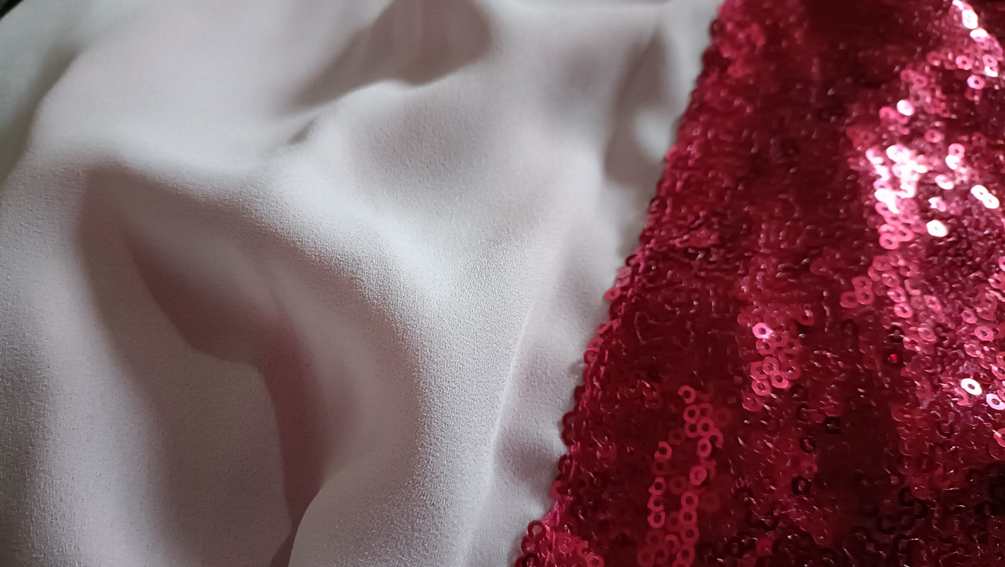 Hot Pink Blouse with White and Sequin Panel Detail