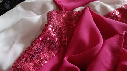 Hot Pink Blouse with White and Sequin Panel Detail