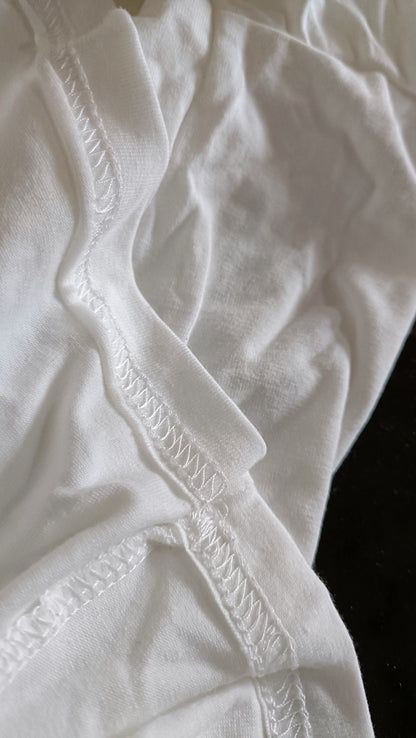 White T Shirt with Embroidered Green Hearts and Lace Trim